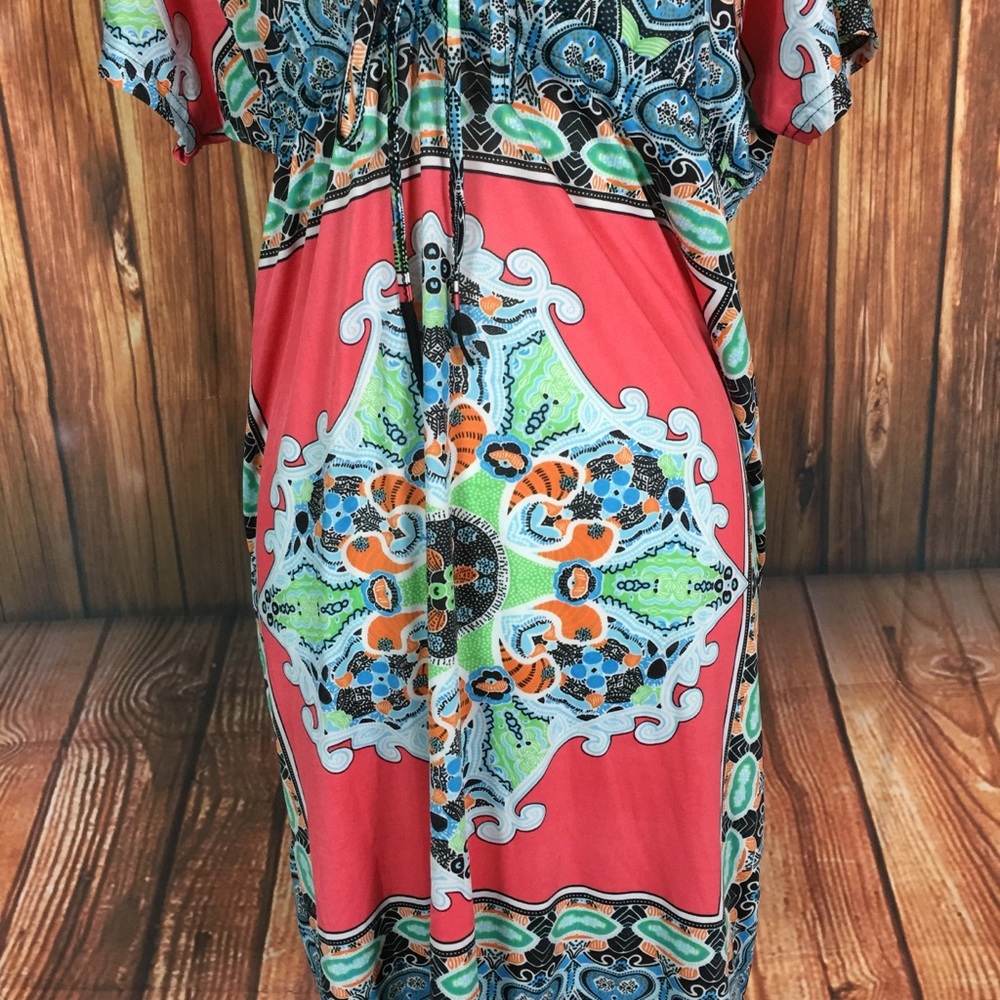 NWT Anself Paisley Strechy LowCut Tunic Mini Dress - Picture 5 of 6